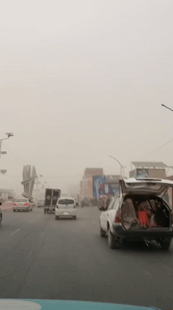 Busy streets near Kandahar's clock tower and monument