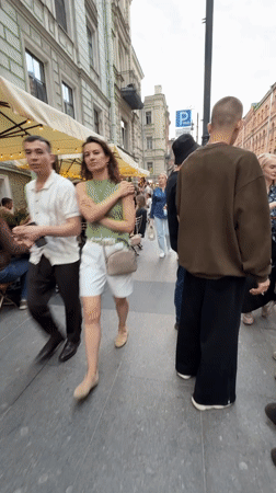 DJ set and city streets on a summer evening in St. Petersburg
