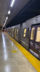 Buenos Aires subway train arrives at underground station