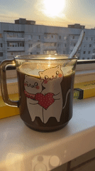 Early morning coffee moment captured in Chaikovsky, Russia