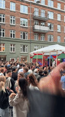Young crowd gathers for street party in Copenhagen