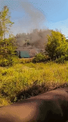 Garage building on fire in Karaganda, Kazakhstan