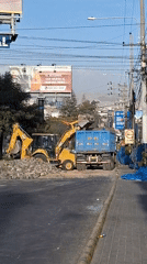 Road renovation work underway in Yanahuara, Peru