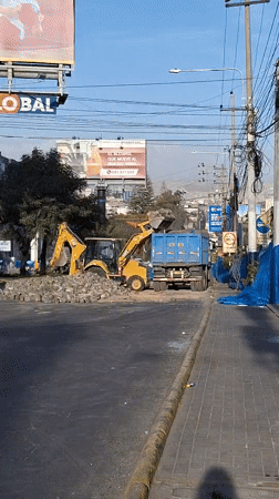 Road renovation work underway in Yanahuara, Peru
