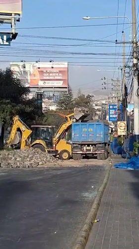 Road renovation work underway in Yanahuara, Peru