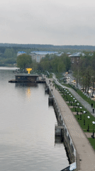 Overcast waterfront scene documented in Votkinsk, Russia
