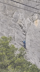 Rock climbers scale coastal cliffs amid everyday seaside moments