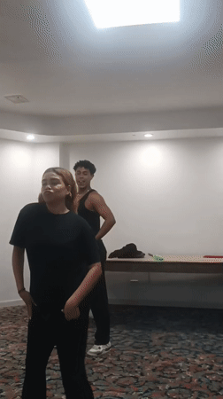 Dance group rehearses choreographed routines in Porlamar studio