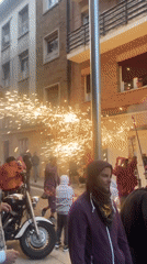 Traditional fire run celebration lights up Barcelona streets