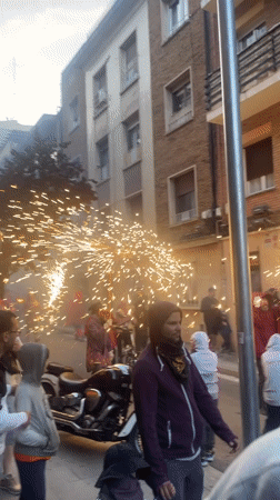 Traditional fire run celebration lights up Barcelona streets