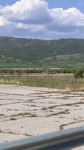 Small plane takes off from rural Bulgarian airfield