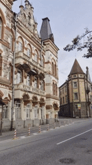Historic streets of Vyborg on a cloudy summer afternoon