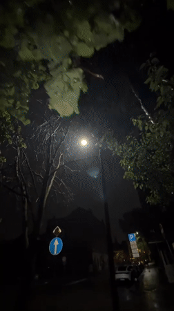 Rainy night scene captured in Riga, Latvia