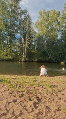 Afternoon swim at a shady riverbank in Innolovo