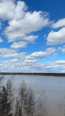 River landscape documented from elevated viewpoint in Ol'khovskoye, Russia