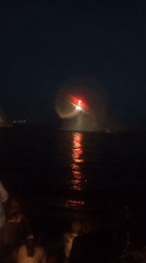 Jetpack show lights up the waterfront in Tolyatti at night