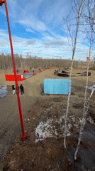 Spring flooding documented in Mirny, Russia with tree reflections