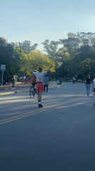 Person roller skates through Buenos Aires park