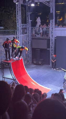 BMX stunt show lights up an outdoor stage in Kemer