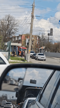 Fire truck spotted near railway crossing in Vinnytsia
