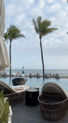 Cocktails and sunset at a tropical beachside resort