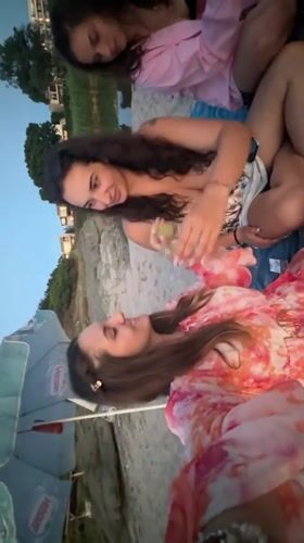 Young women gather for sunset beach outing in Tsarevo