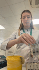 Lab worker conducts routine operations at Moscow research facility