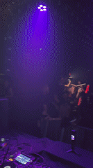 DJ performs for dancing crowd at Paris nightclub