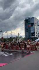 Roman reenactors parade through modern Sofia streets