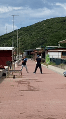 Morning activities captured at Montenegro coastal resort town