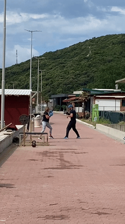 Morning activities captured at Montenegro coastal resort town