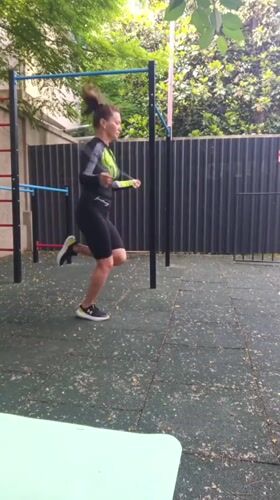 Morning workout session at an outdoor fitness area in Sochi