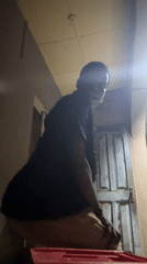 Person recorded making animated expressions across multiple dark locations