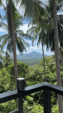 Morning tropical landscape view captured from balcony in Thailand