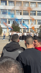 Students celebrate with smoke flares at Zlatograd school