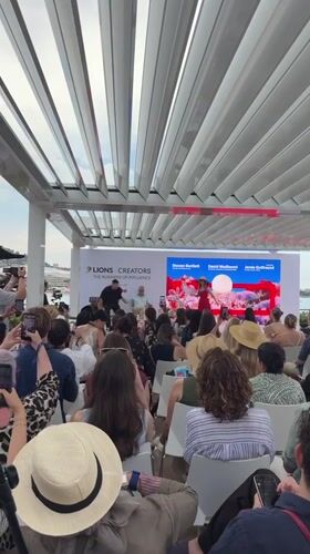 Panel discussions at a Cannes waterfront event