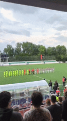Evening soccer match and surroundings at a Russian stadium