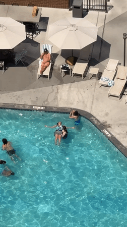 Chicago rooftop pool packed on a summer afternoon