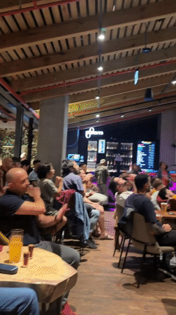 Lively evening crowd at Kaska Warszawa bar