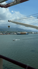 Harbor views and pastries captured from ship perspective