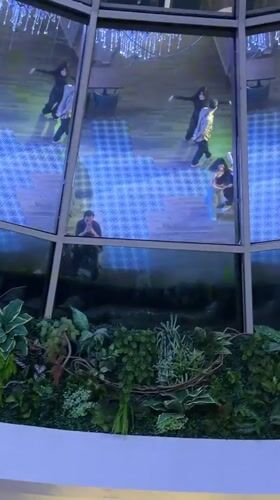 Dancers perform inside glass dome at Baku venue