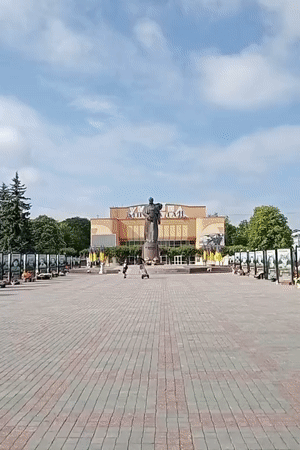 Ordinary afternoon street life captured in Rivne town square