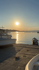 Sunset evening on the Nesebar waterfront and old town