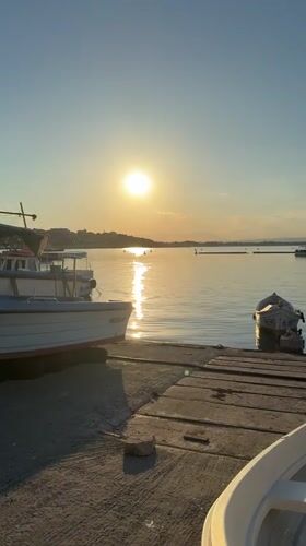 Sunset evening on the Nesebar waterfront and old town
