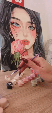 Artist works on paint-by-numbers portrait in Bar, Montenegro