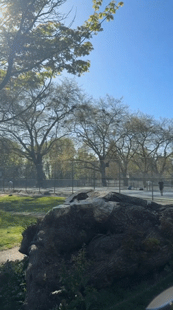 Tennis players recorded at Vancouver park during sunny day