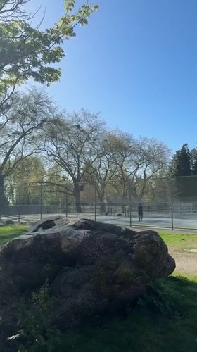 Tennis players recorded at Vancouver park during sunny day