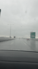 Heavy rain documented on highway in Başakşehir, Turkey