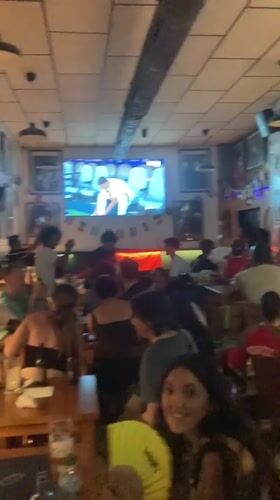 Barcelona bar crowd tunes in for a soccer match night