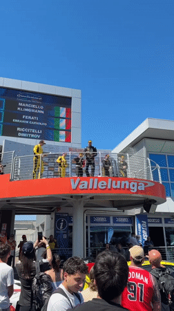 Confetti celebration held at Vallelunga podium in Italy